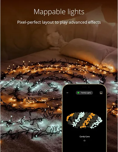 Vista 2 de Twinkly Cluster 19.7ft 400 AWW LED Cable Verde - Interior/Exterior