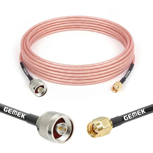 Vista 19 de GEMEK Cable N macho a SMA macho de 1 pie, 2 unidades, cable SMA a N de 50 ohmios, cable coaxial KMR240 de pérdida ultra baja para enrutador WiFi