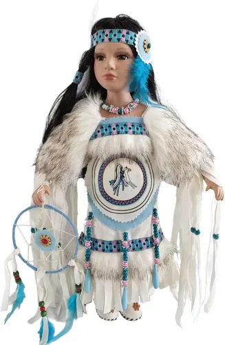 Vista 3 de KINNEX COLLECTIONS SINCE 1997 Muñeca de porcelana india nativa americana coleccionable de 16" (Alameda) D16670