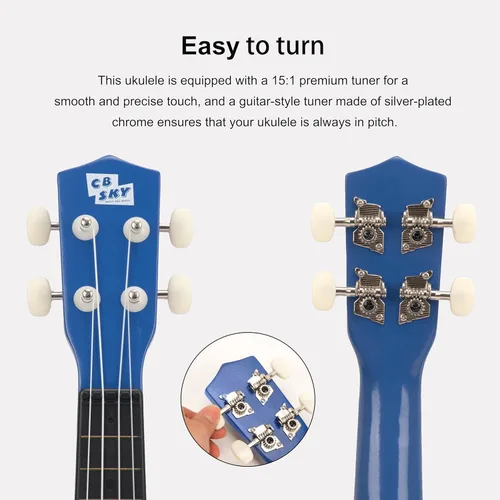 Vista 3 de Ukelele soprano de 53 cm para principiantes, estudiantes y niños (azul)