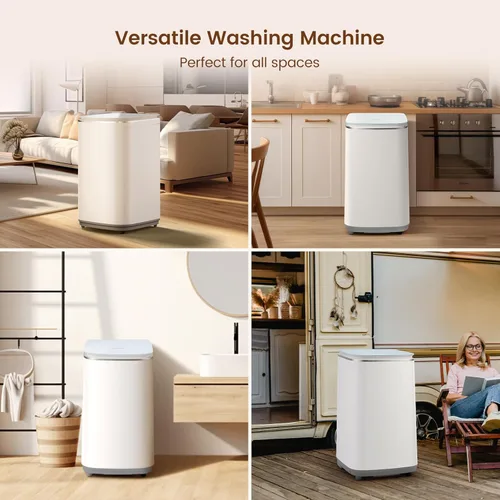 Vista 7 de HAVA Lavadora portátil, pequeña lavadora de 0.8 pies cúbicos de capacidad, totalmente automática con 8 ciclos de lavado, botón táctil y pantalla