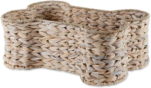 Vista 10 de Bone Dry Pet Storage Collection, cesta de juguete de jacinto en forma de hueso, marrón oscuro, grande, 24 x 15 x 9 pulgadas
