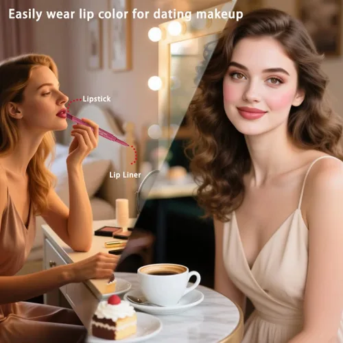Vista 4 de MYUANGO Juego de 6 lápices labiales de terciopelo mate + delineador de labios y lápiz labial, kit de delineador de labios vegano de larga duración