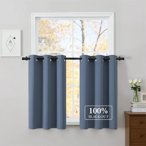 Vista 83 de NICETOWN Cortinas 100% Opacas Cortas de 36 Pulgadas de Largo para Dormitorio, Privacidad Aislamiento Térmico con Ojales Cortinas de Ventana