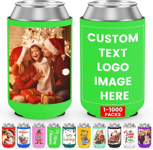 Vista 18 de Fundas enfriadoras de latas delgadas personalizadas a granel, soporte de botella de neopreno aislado con logotipo, imagen, texto para boda