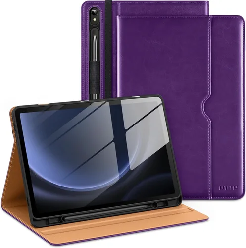 Vista 11 de DTTO Funda de cuero prémium con soporte para S-Pen para Samsung Galaxy Tab S9, versión 2023 [SM-X710/X716B/X718U], con soporte para S-Pen y apagado
