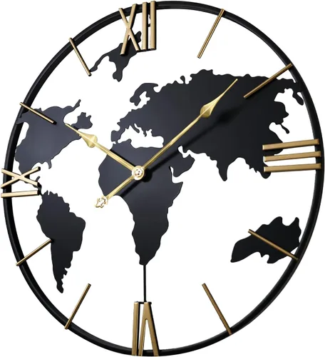 Vista 12 de Reloj de pared grande para sala de estar, número arábigo Gold Gear Negro dorado