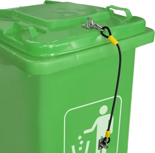 Cerraduras para botes de basura para animales para evitar que hurgen, cierre de tapa universal de metal para botes de basura exteriores - cuerda de