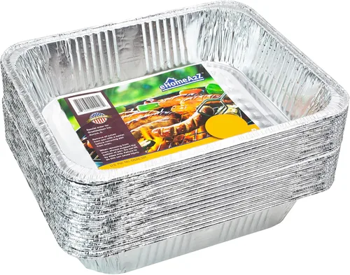 EHOMEA2Z Sartenes de aluminio desechables de tamaño medio (paquete de 20) 9 x 13 – Papel de aluminio resistente, bandeja para hornear de 9 x 13,