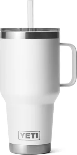 Vista 43 de YETI Rambler - Vaso de 25 onzas con asa y tapa con popote, vaso de viaje para agua, vaso aislado al vacío con asa, acero inoxidable, apicultor