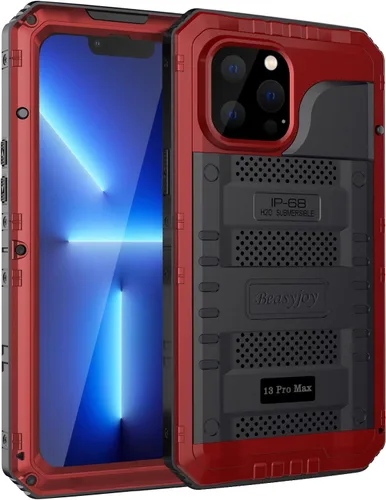 Vista 40 de Beasyjoy Funda impermeable para iPhone 13, funda de metal con protector de pantalla integrado, resistente protección de cuerpo completo, grado