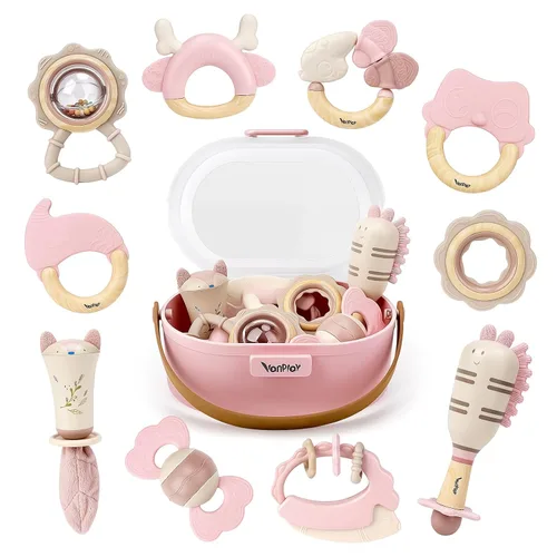 Juguetes para bebés 0-6 meses, sonajeros para bebés, juguetes de dentición 3-6 meses, juguetes para bebés 6-12 meses, 10 piezas de sonajeros y