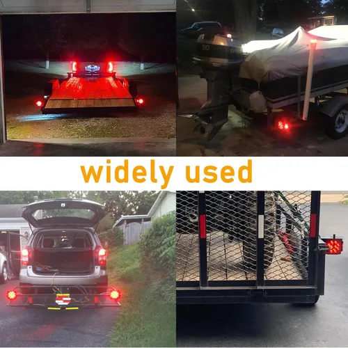 Vista 7 de Luces de remolque, 2 piezas de luces traseras combinadas cuadradas rojas LED, luces de freno, parada, giro, licencia para remolque utilitario
