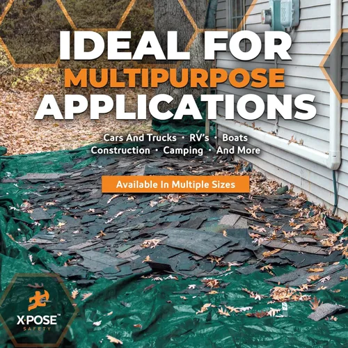 Vista 7 de Lona de Polietileno de Servicio Pesado - 5' X 7' - 10 Mil de Grosor Impermeable, Cubierta Protectora Bloqueadora de UV - Reversible Verde y Negro