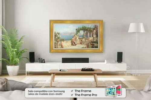 Vista 2 de Marco de TV Premiere Deco con Chip de Color Dorado Antiguo de 3" (32", 43", 50", 55", 65", 75", 85") Compatible SOLO con Televisores Samsung The