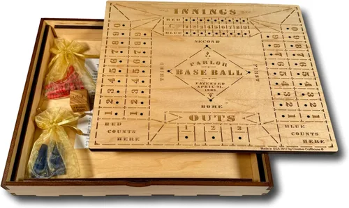 Vista 2 de Juego de mesa de béisbol inspirado en la vendimia Juego de madera hecho a mano para diversión familiar Rompecabezas de béisbol interactivo