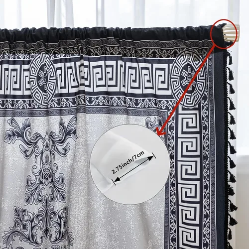 Vista 4 de Cortinas estampadas para sala de estar, artesanías populares, 54 pulgadas de largo, estilo indio, hippie, bohemio, con bolsillo para cortinero B2