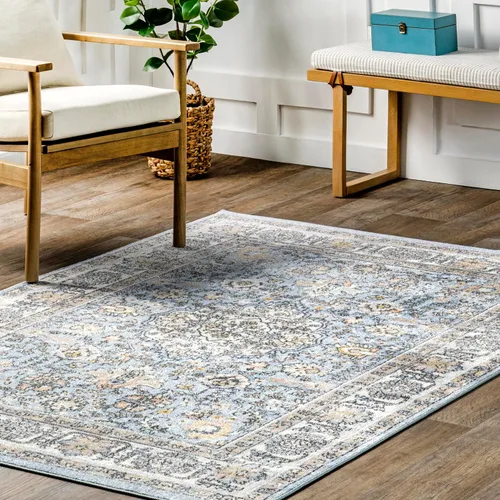 Vista 9 de nuLOOM Valencia - Alfombra tradicional persa lavable a máquina, 8x10, azul