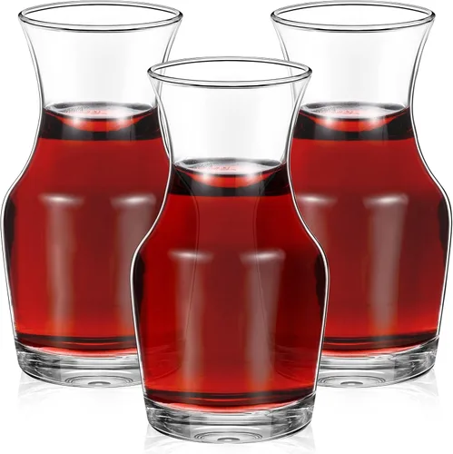 Remagr Paquete de 3 Jarras de Vino de Vidrio de Una Sola Porción Pequeñas Mini Jarras Decantador de Vino Individual de Repuesto para Cenas, Fiestas,