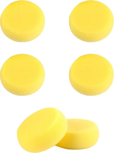 Vista 8 de Esponjas redondas de pintura WAFJAMF de 2.96 pulgadas de color amarillo, esponja de arcilla para pintura facial, manualidades