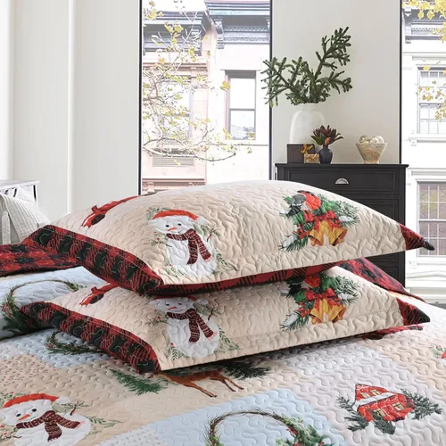 Vista 5 de Juego de edredón navideño de 3 piezas con estampado de reno rústico de Navidad, juego de ropa de cama (individual)