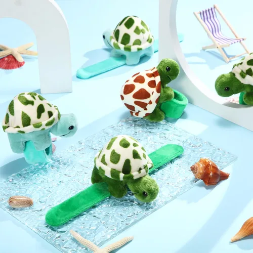 Vista 3 de Lenwen 15 pulseras de peluche de tortuga a granel, adorables pulseras de peluche de tortugas de peluche para cumpleaños, regalos de Navidad, regalos