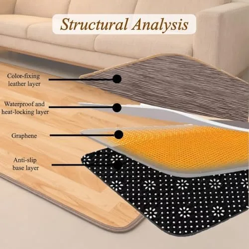 Vista 4 de Electric Heated Area Rug - Radiant Floor Heater with Adjustable Temp, 12-Hour Timer, Cozy Indoor Comfort for Living Room & Office, Large 140 x 200