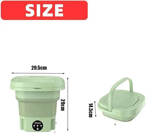 Vista 2 de Lavadora portátil, mini lavadora plegable y secadora giratoria, pequeña lavadora de cubo plegable para camping, RV, viajes, espacios pequeños