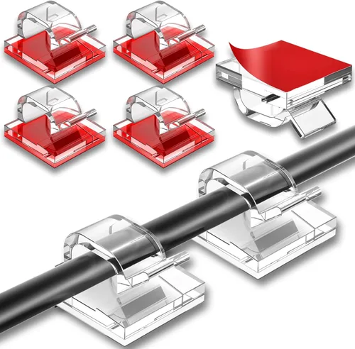 Vista 9 de 65 piezas de clips para cables, organizador de cables adhesivo, soporte de cable, clip de alambre, gestión de cables, ganchos autoadhesivos, soporte