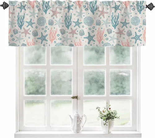 Vista 8 de Cortinas de cenefa para ventanas, cenefa semitransparente con patrones marroquíes en acuarela, cenefa de ventana con formas geométricas abstractas