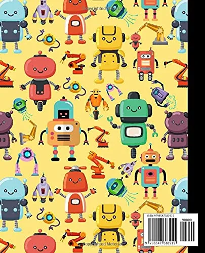 Vista 2 de Robot Composition Notebook Wide Ruled Pretty Aesthetic Composition Notebook With many Robots Pattern Cover Design to Write in - Size 7.5 x 9.25 For