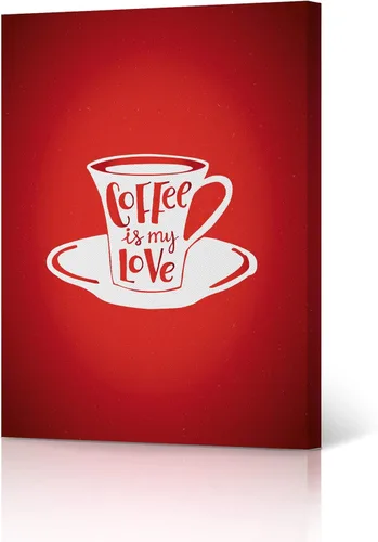HB Art Design Coffee is My Love Quote Espresso in Red Background Canvas Print Wall Art Coffee Bar Decor Coffee Signs Kitchen Wall Decor Dining Room