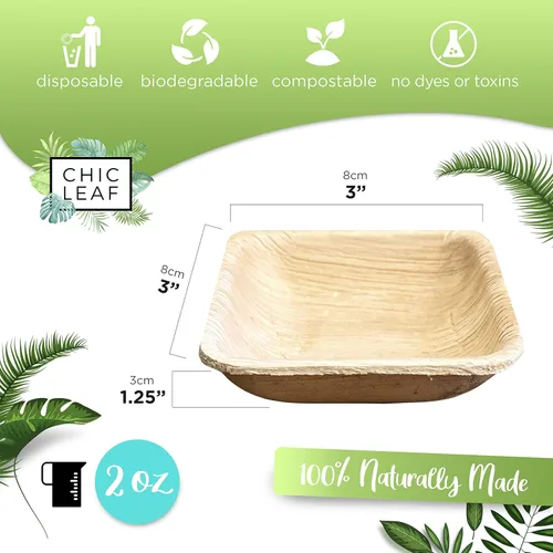 Vista 4 de Chic Leaf - Platos de hoja de palma desechables, biodegradables, aptos para composta - ideales para fiestas y bodas.