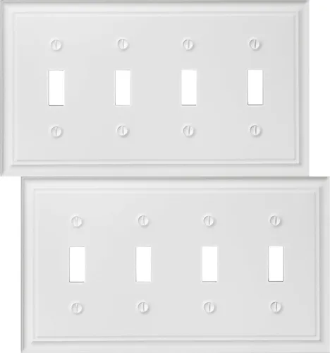 Vista 10 de OKAWYC Cubierta Individual de Interruptor de Luz en Blanco Luca Placa de Pared de Metal, Paquete de 4 Blanco 1 Gang, Cubierta de Interruptor de Luz