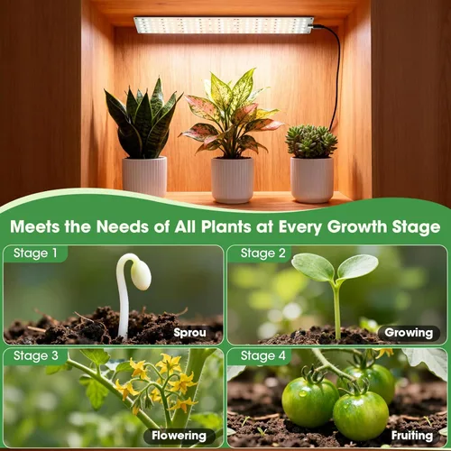 Vista 6 de Grow Lights for Indoor Plants, Ultra-Thin Panel, 540LEDs Full Spectrum, 8/12/16H Timer, 10 Dimmable Levels Plant Lights for Indoor Growing
