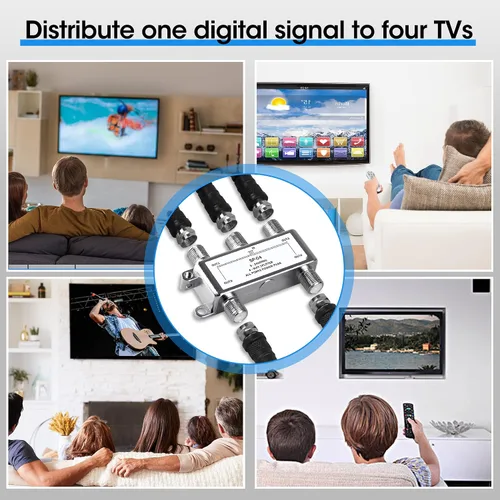 Vista 7 de NEWCARE Divisor de cable coaxial digital de 4 vías 5-2400 MHz