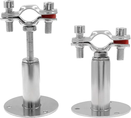 Vista 2 de Hitefu Soporte de tubo de techo de acero inoxidable 304 de 1/2 pulgada con tornillos, kit de soporte de abrazadera de montaje en techo ajustable