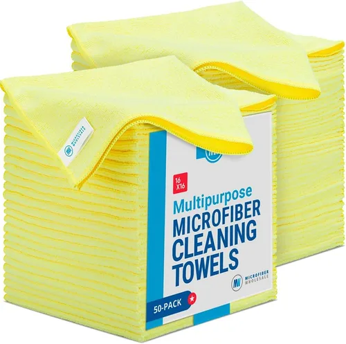 Vista 10 de Microfiber Wholesale Toallas Multiusos de 16" x 16" - Paquete de 50 - Paños de Lavado Reutilizables, Polvo, Cocina, Automóvil, Trapos de Taller