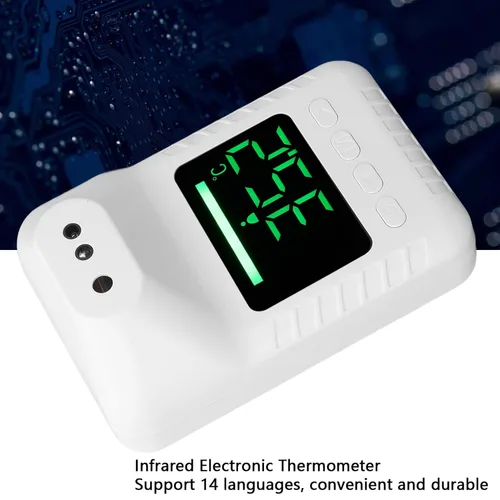 Vista 3 de Termómetro infrarrojo para la frente montado en la pared, termómetro digital de pared no electrónico, carga USB o funciona con pilas, termómetro