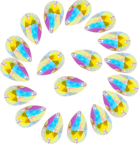 Diamantes de imitación en forma de lágrima para coser en la parte trasera plana, 72 piezas de diamantes de imitación de cristal con parte trasera
