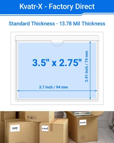 Vista 53 de 30 PCS Clear Self Adhesive Plastic Label Pockets, Top Loading Business & Library Index Card Holders, Peel and Stick Sleeves for Storage Bins, Totes