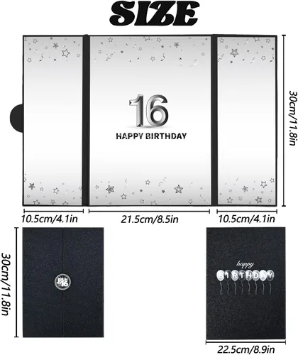 Vista 2 de Crenics Decoraciones de cumpleaños número 16 para niño, alternativa de libro de invitados con firma de cumpleaños número 16, impresionantes regalos