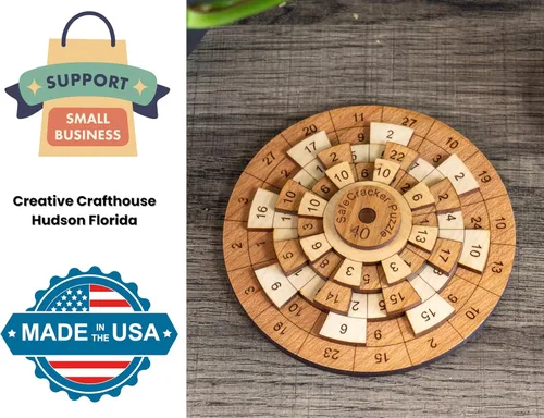 Vista 2 de Creative Crafthouse Safecracker 40 - Rompecabezas matemático grabado con láser para adolescentes - Hecho a mano en los Estados Unidos