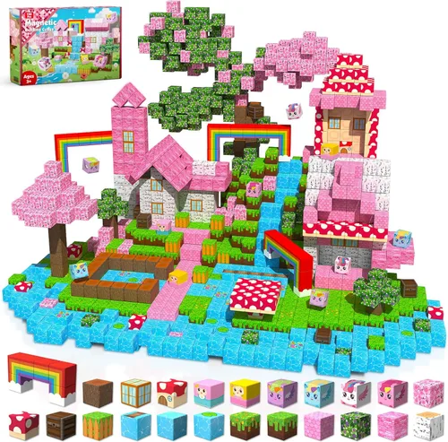 Vista 11 de Bloques magnéticos de 100 piezas, juego de bloques de construcción magnéticos de castillo oscuro, imanes apilables para niños, imanes fuertes