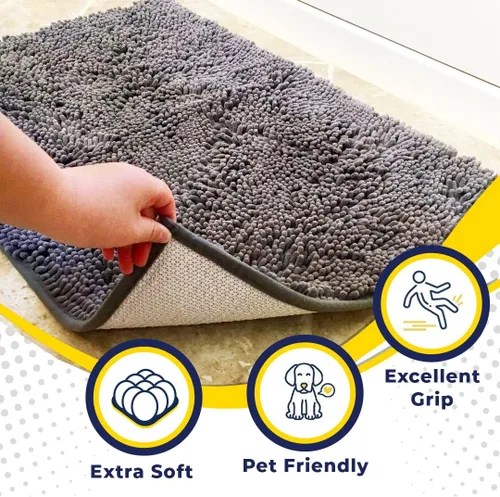 Vista 55 de Muddy Mat Tapete súper absorbente para interiores, de microfibra de secado rápido, antideslizante, para puerta principal, lavable a máquina
