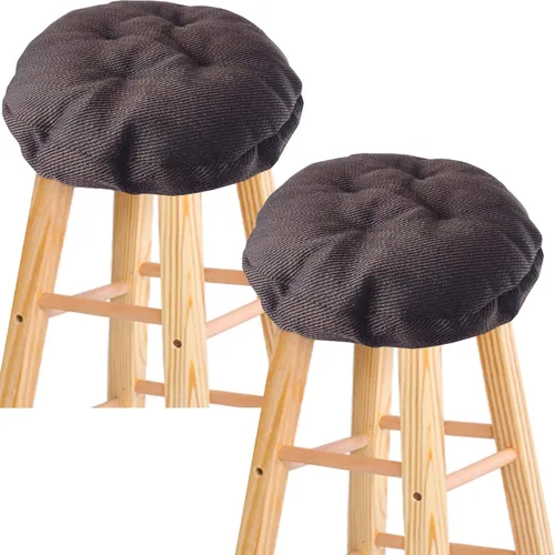 Vista 10 de HFCNMY Cojines para taburetes de bar, paquete de 2 fundas de asiento redondas acolchadas con bandas elásticas y parte inferior antideslizante