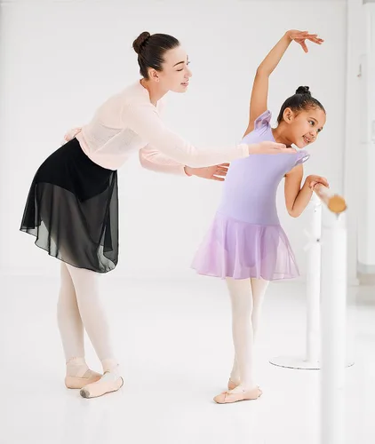 Vista 5 de Tegmk Leotardo de ballet con mangas con volantes para niñas con falda de malla, espalda hueca con caída de agua