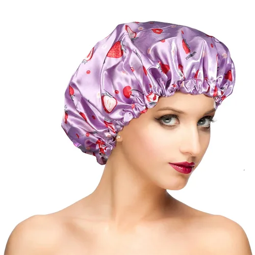 Vista 23 de Gorros de ducha para mujer, extra grande, ajustable, impermeable, reutilizable, gorro de ducha para mujeres y niñas, cabello largo y grueso, gorros