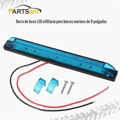 Vista 2 de Partsam 2 barras de luz azul de 30 LED de 8 pulgadas, luz de marcador de camión de remolque, 12 V de baja corriente, luces LED marinas de línea