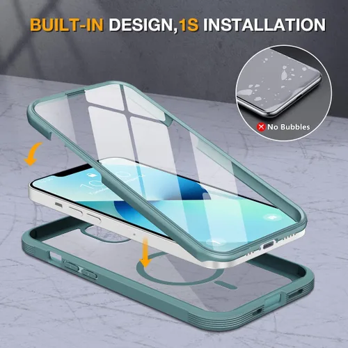 Vista 917 de Miracase - Funda para iPhone SE de 3ª/2ª generación 2022 2020 de cuerpo completo con protector de pantalla de vidrio integrado, resistente Negro